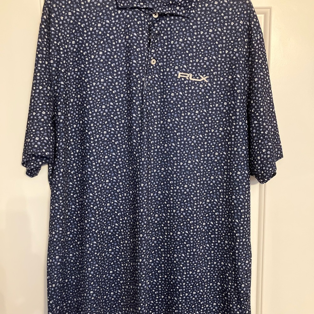 RLX Ralph Lauren Navy Blue Floral Print Polo